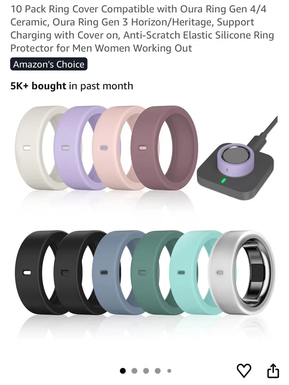 Oura Ring 4 Silver - Size 8 plus 10 pack silicone ring covers